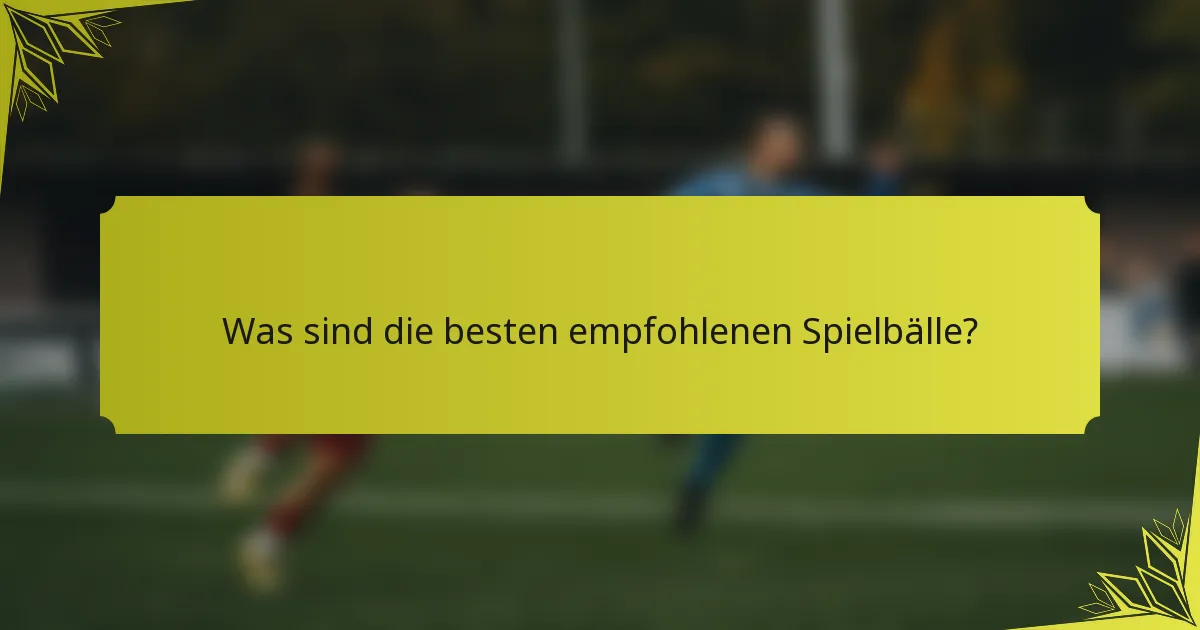 Was sind die besten empfohlenen Spielbälle?