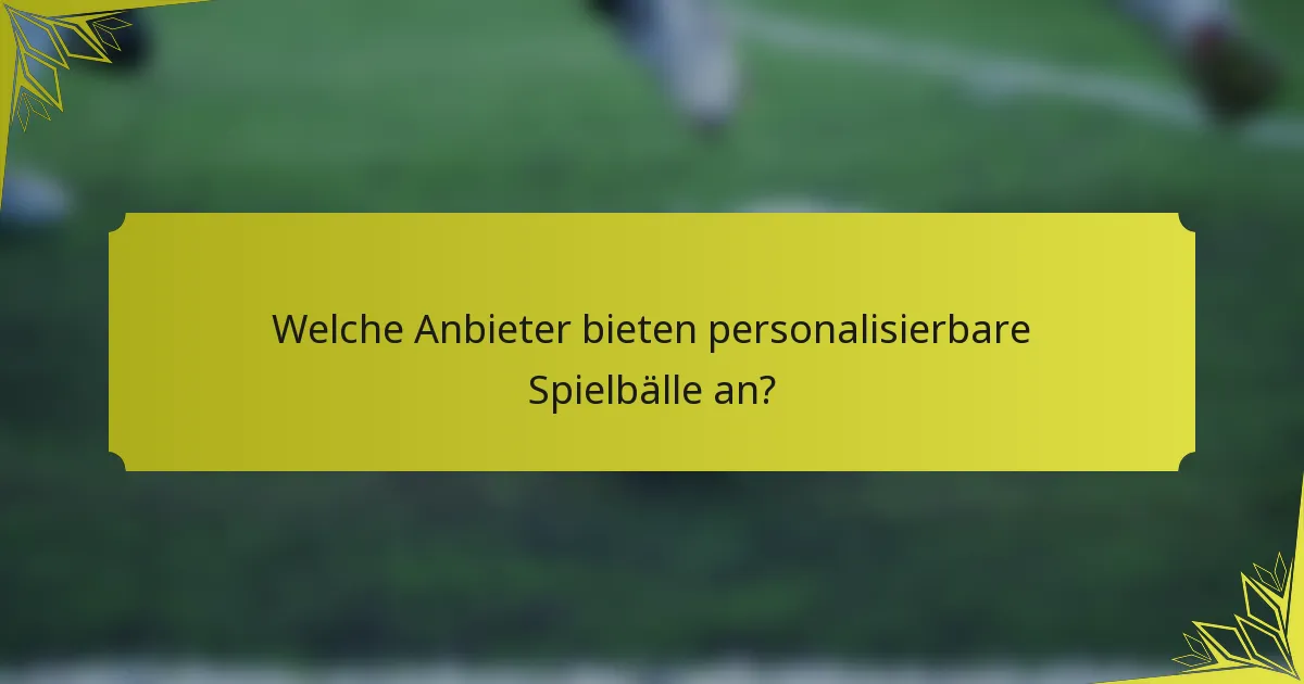 Welche Anbieter bieten personalisierbare Spielbälle an?