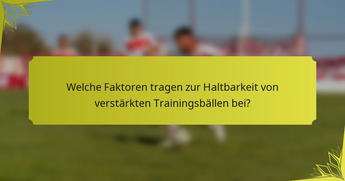 Welche Faktoren tragen zur Haltbarkeit von verstärkten Trainingsbällen bei?