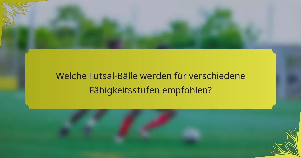 Welche Futsal-Bälle werden für verschiedene Fähigkeitsstufen empfohlen?