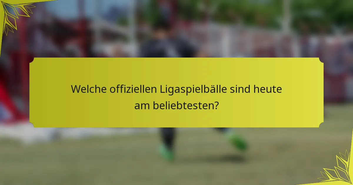 Welche offiziellen Ligaspielbälle sind heute am beliebtesten?