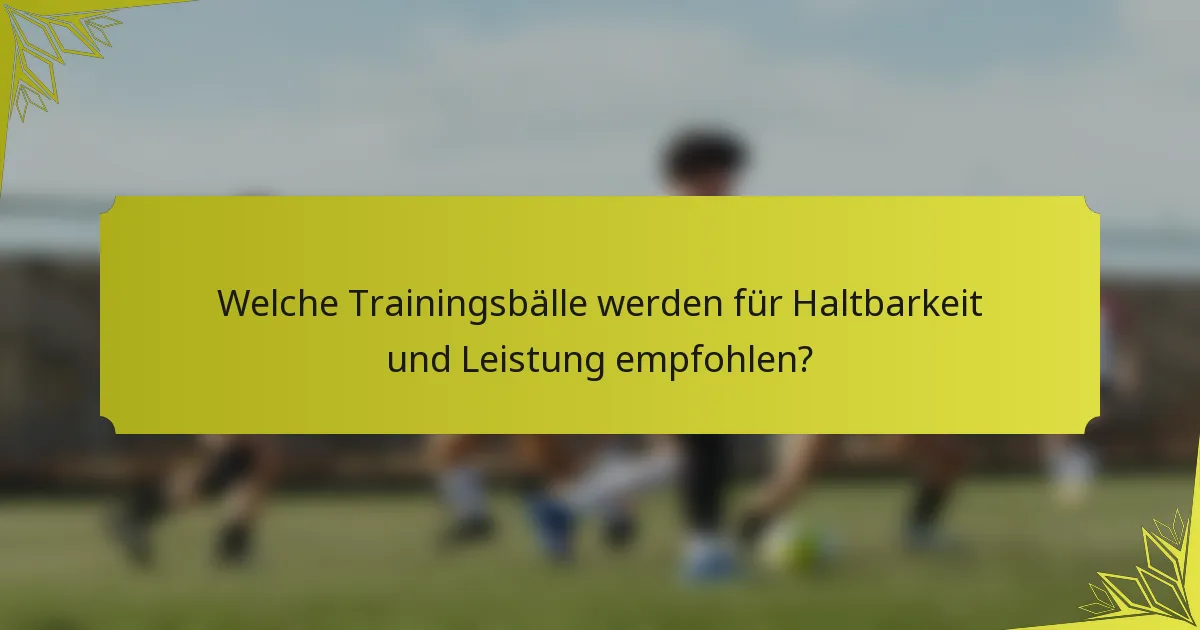 Welche Trainingsbälle werden für Haltbarkeit und Leistung empfohlen?