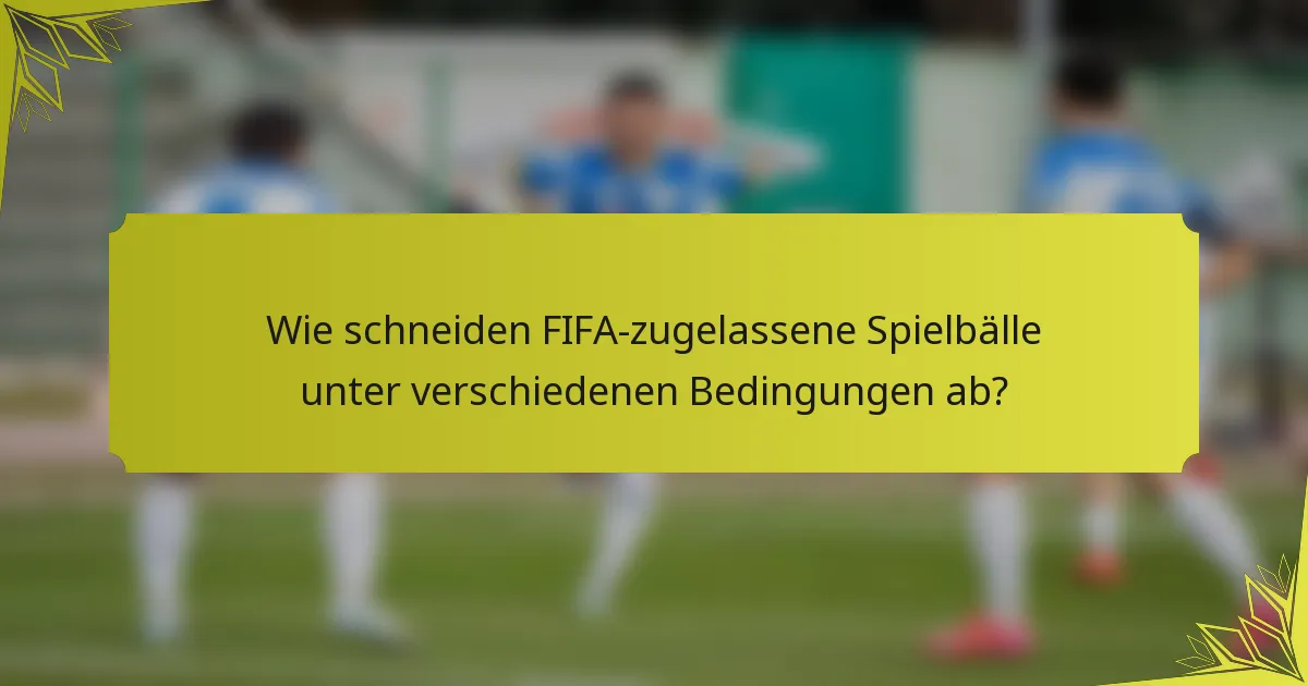 Wie schneiden FIFA-zugelassene Spielbälle unter verschiedenen Bedingungen ab?