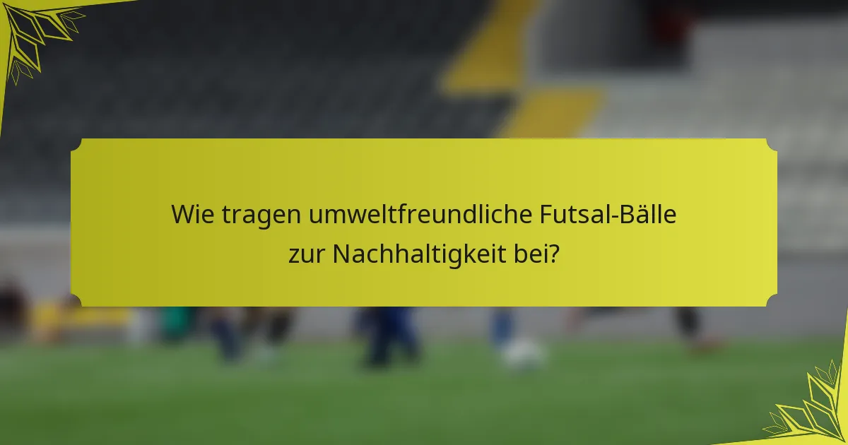 Wie tragen umweltfreundliche Futsal-Bälle zur Nachhaltigkeit bei?