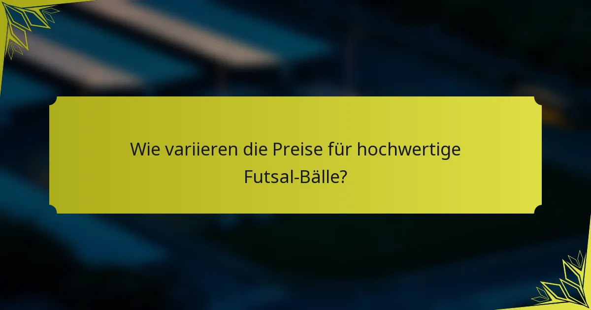 Wie variieren die Preise für hochwertige Futsal-Bälle?