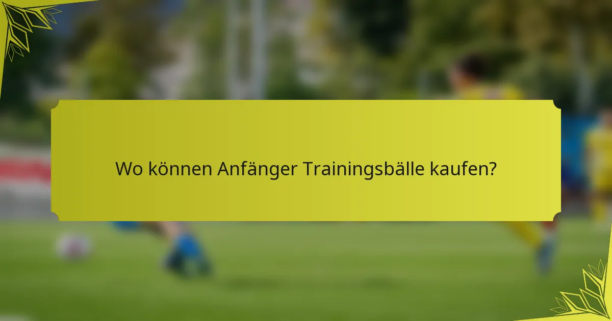 Wo können Anfänger Trainingsbälle kaufen?